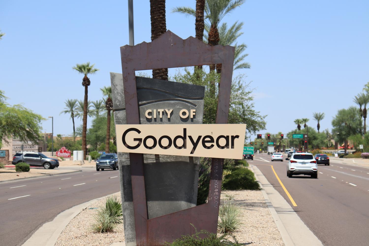 image of a sign with Goodyear text on it